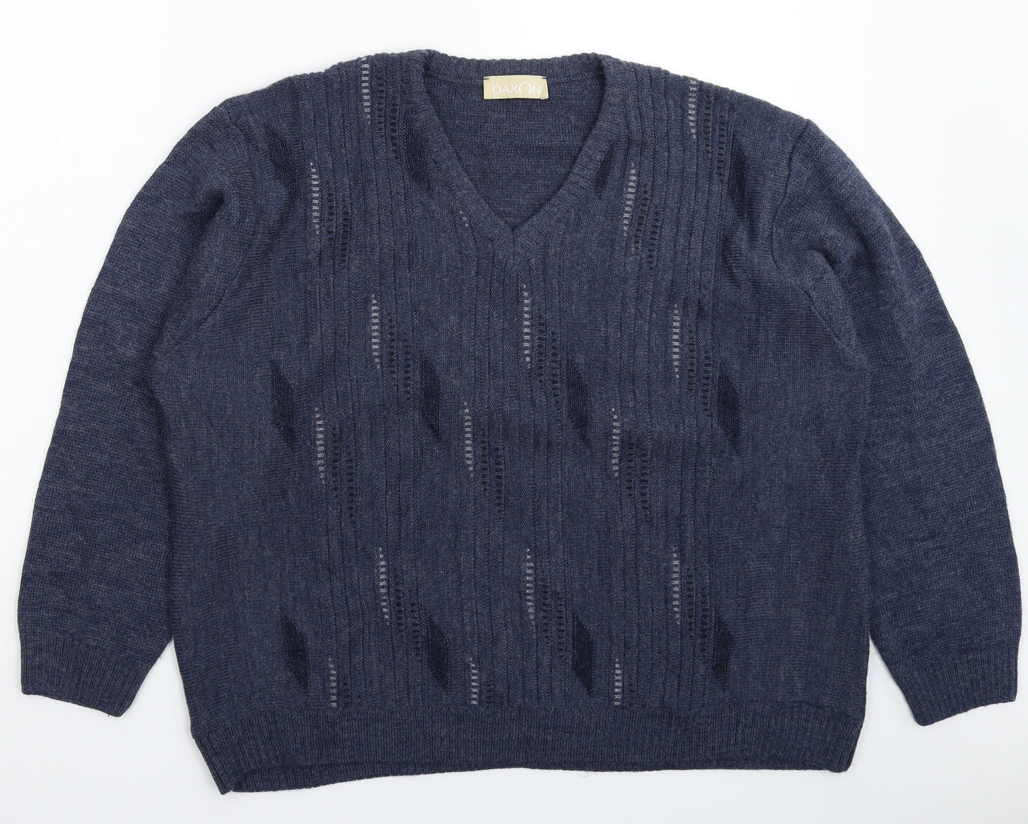 Daxon Mens Blue  Knit Pullover Jumper Size XL