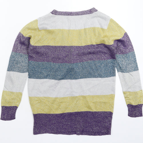 John Lewis Girls Multicoloured Striped Knit Pullover Jumper Size 8 Years