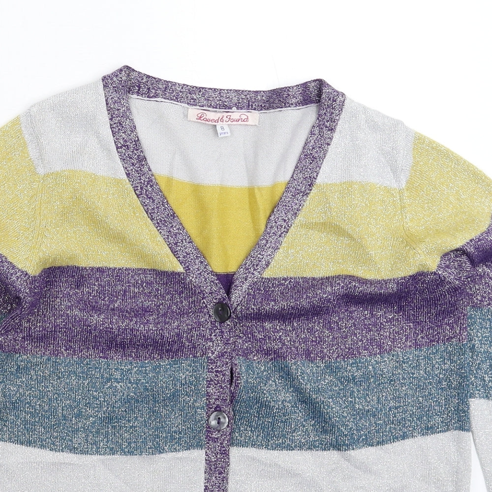 John Lewis Girls Multicoloured Striped Knit Pullover Jumper Size 8 Years