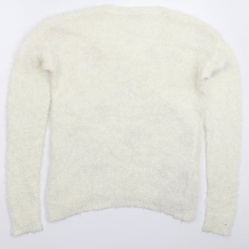TU Womens White  Knit Pullover Jumper Size 12