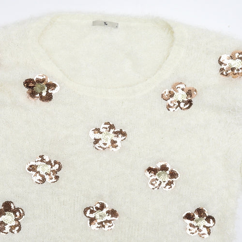 TU Womens White  Knit Pullover Jumper Size 12
