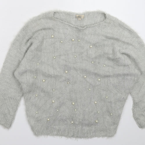 Amanti Womens Grey  Knit Pullover Jumper Size L