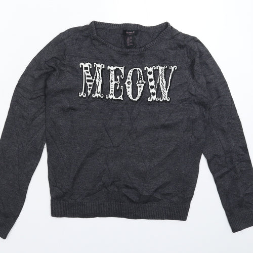 FOREVER 21 Girls Grey  Knit Pullover Jumper Size 11-12 Years