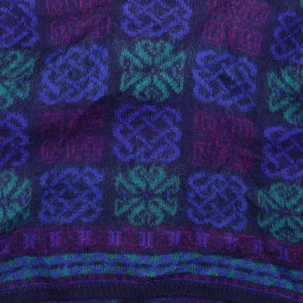Equorian Womens Blue Geometric Knit Cardigan Jumper Size S
