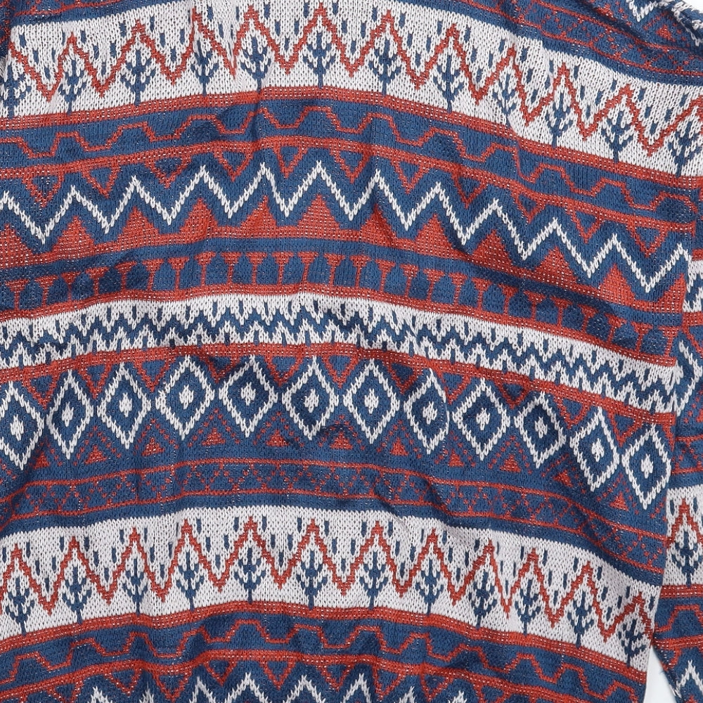Preworn Mens Multicoloured Geometric Knit Cardigan Jumper Size L