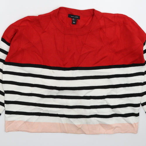 New Look Womens Multicoloured Striped Knit Pullover Jumper Size L