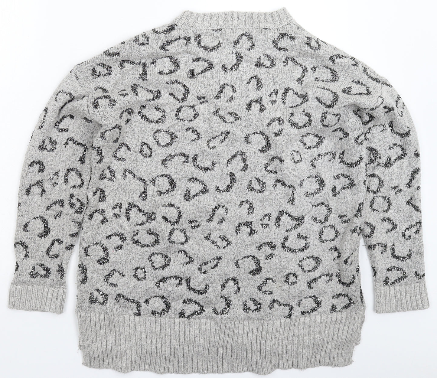 Mango Womens Grey Animal Print Knit Pullover Jumper Size S