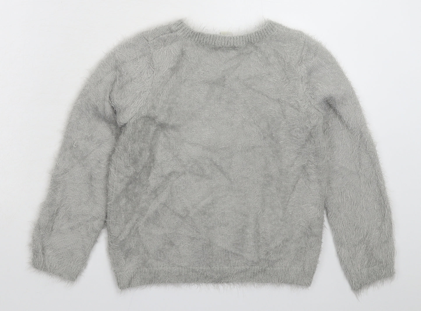 Monsoon Girls Grey  Knit Pullover Jumper Size 9-10 Years  - Christmas