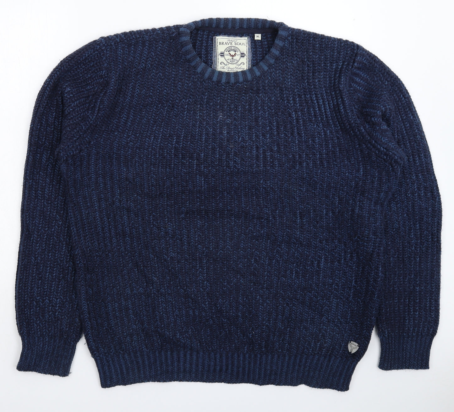 Brave Soul Mens Blue  Knit Pullover Jumper Size XL