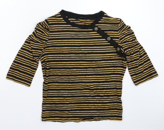 Front view of F&F women’s beige striped jumper, size UK 16