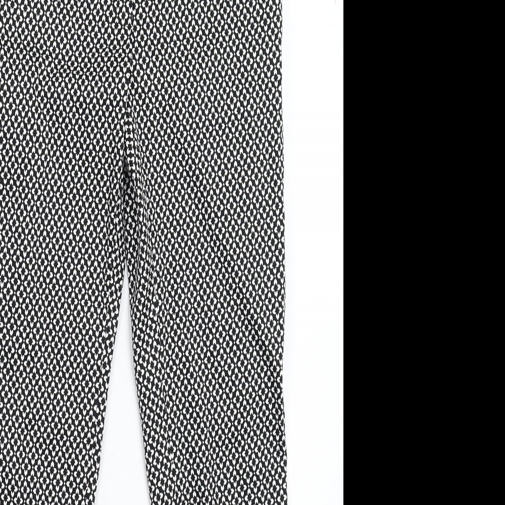 New Look Womens Black Geometric  Trousers  Size 6 L26 in