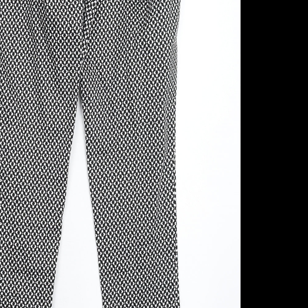 New Look Womens Black Geometric  Trousers  Size 6 L26 in