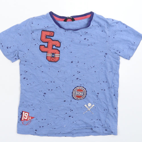 George Boys Blue Spotted  Basic T-Shirt Size 7-8 Years