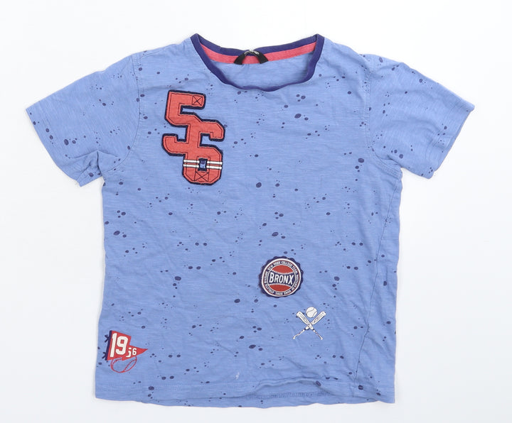 George Boys Blue Spotted Basic T-Shirt Size 7-8 Years