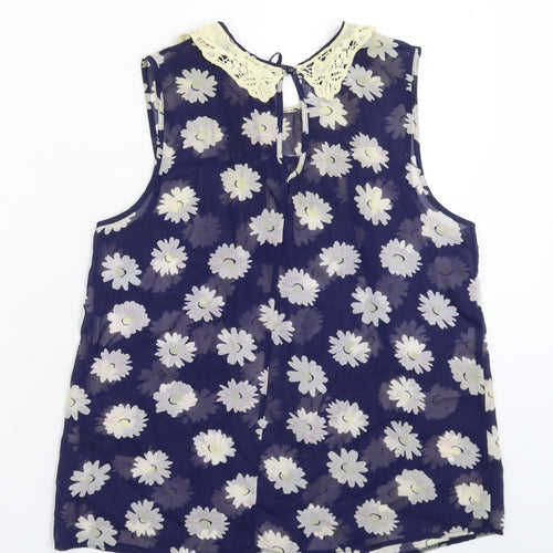 George Womens Blue Floral  Basic Tank Size 8