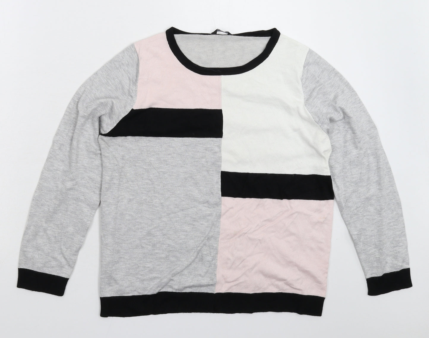 M&Co Womens Multicoloured  Knit Pullover Jumper Size 16