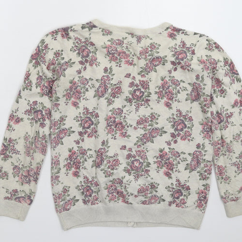 F&F Girls Grey Floral Knit Cardigan Jumper Size 13-14 Years