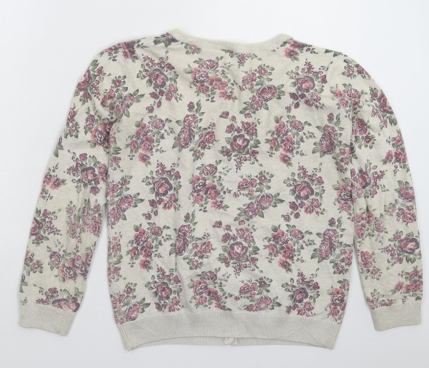 F&F Girls Grey Floral Knit Cardigan Jumper Size 13-14 Years