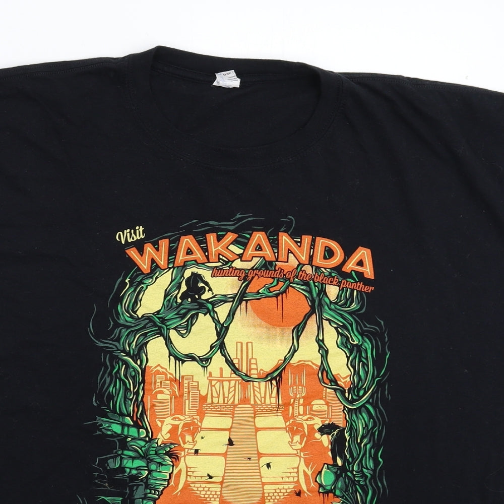 Gildan Mens Black    T-Shirt Size 2XL  - Wakanda