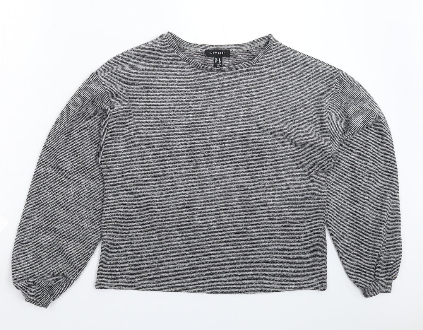 New Look Womens Grey Striped Knit Pullover Jumper Size S