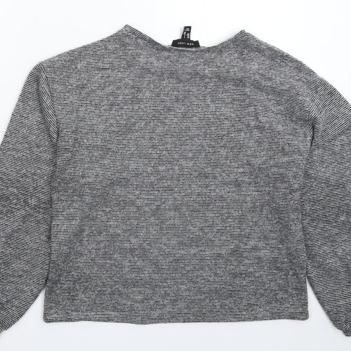 New Look Womens Grey Striped Knit Pullover Jumper Size S