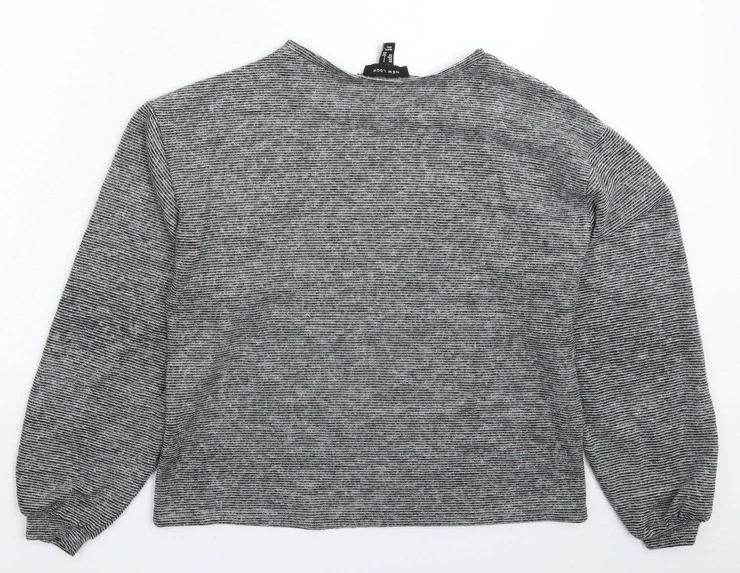 New Look Womens Grey Striped Knit Pullover Jumper Size S