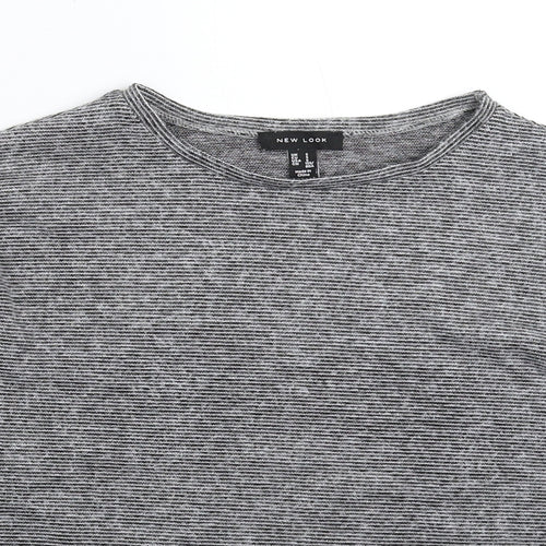 New Look Womens Grey Striped Knit Pullover Jumper Size S