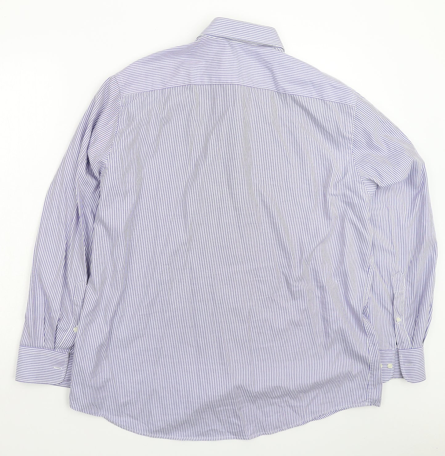 Avenue Mens Blue Striped   Dress Shirt Size 18