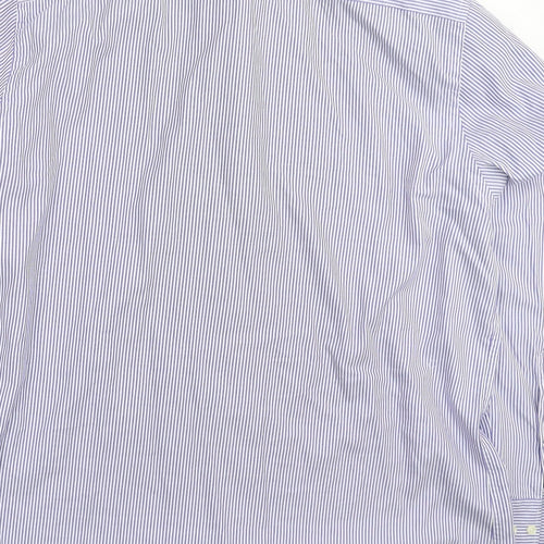 Avenue Mens Blue Striped   Dress Shirt Size 18