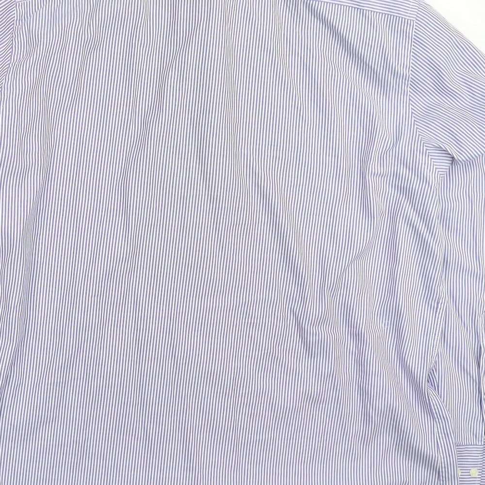 Avenue Mens Blue Striped   Dress Shirt Size 18