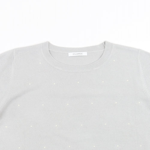 Marks and Spencer Womens Grey  Knit Pullover Jumper Size 14  - Pearl Detail