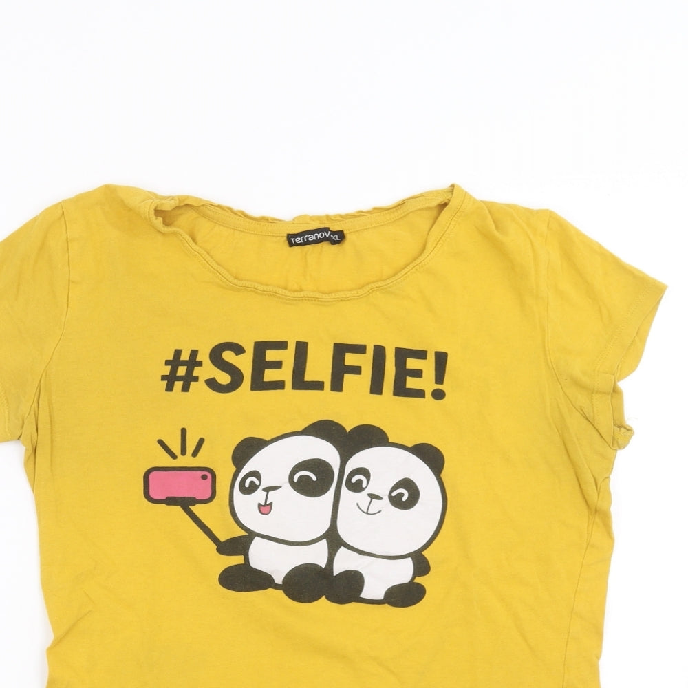Terranova Womens Yellow   Basic T-Shirt Size XL  - Selfie