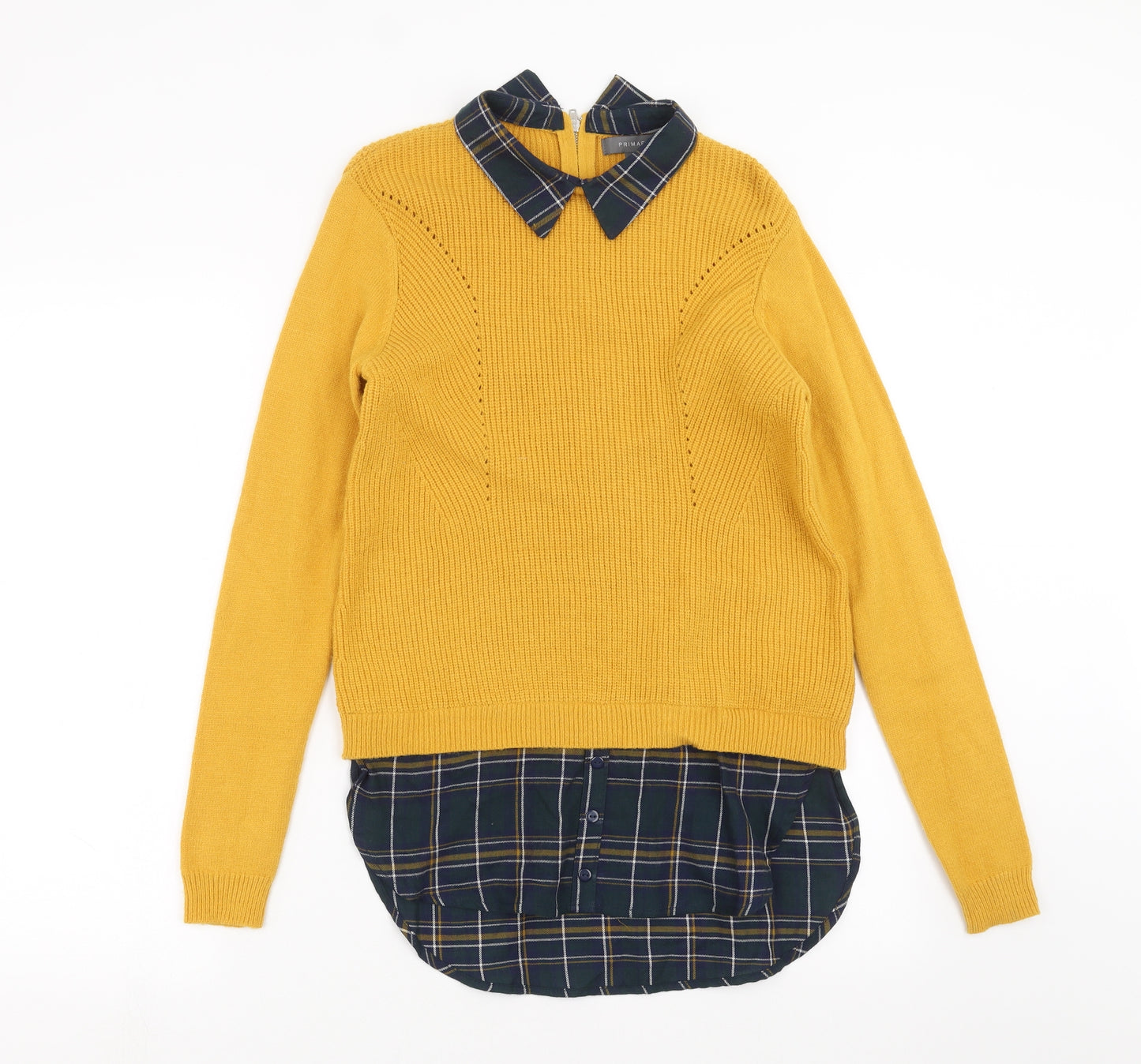 Primark Womens Yellow  Knit Pullover Jumper Size XS  - Under Shirt detail