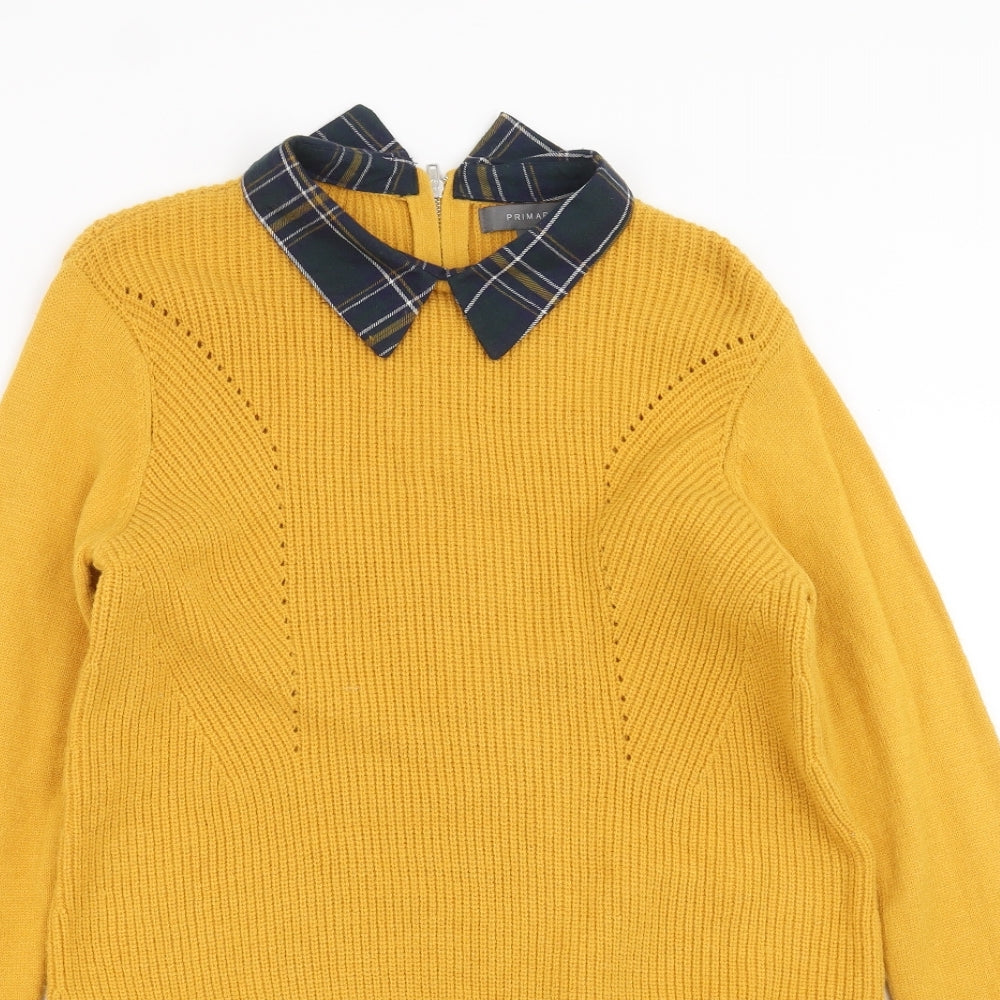 Primark Womens Yellow  Knit Pullover Jumper Size XS  - Under Shirt detail