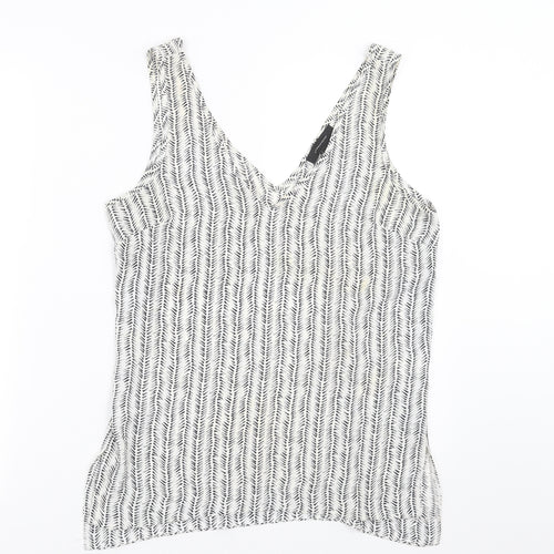 Primark Womens White Geometric  Basic Blouse Size 10