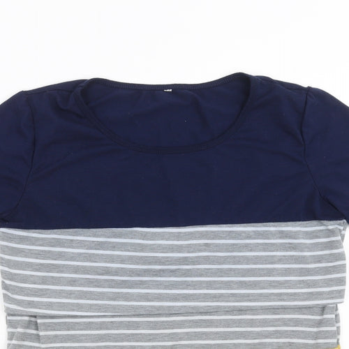 Preworn Womens Grey Striped  Basic T-Shirt Size M