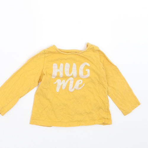 F&F Girls Yellow   Basic T-Shirt Size 6-9 Months  - HUG ME