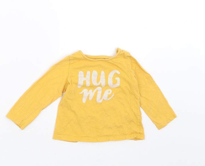 F&F Girls Yellow Basic T-Shirt Size 6-9 Months - HUG ME