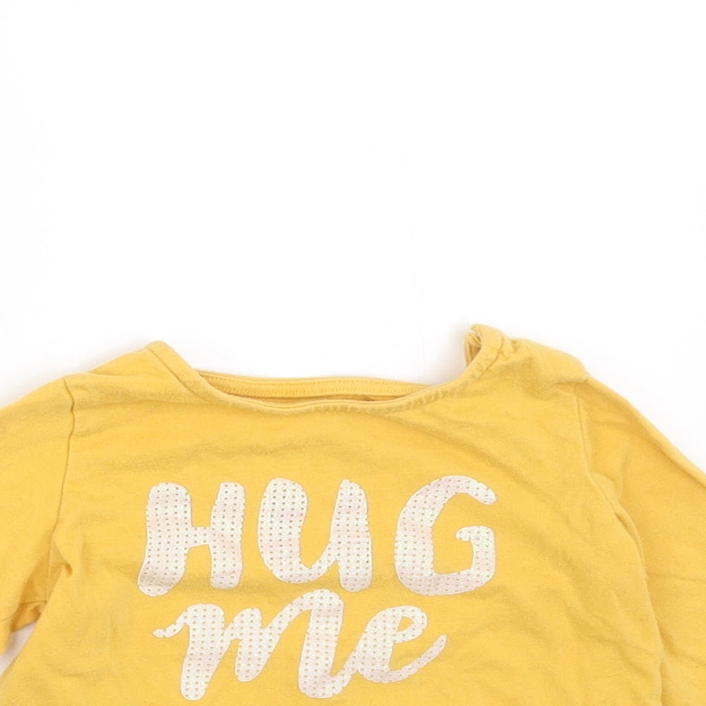 F&F Girls Yellow   Basic T-Shirt Size 6-9 Months  - HUG ME