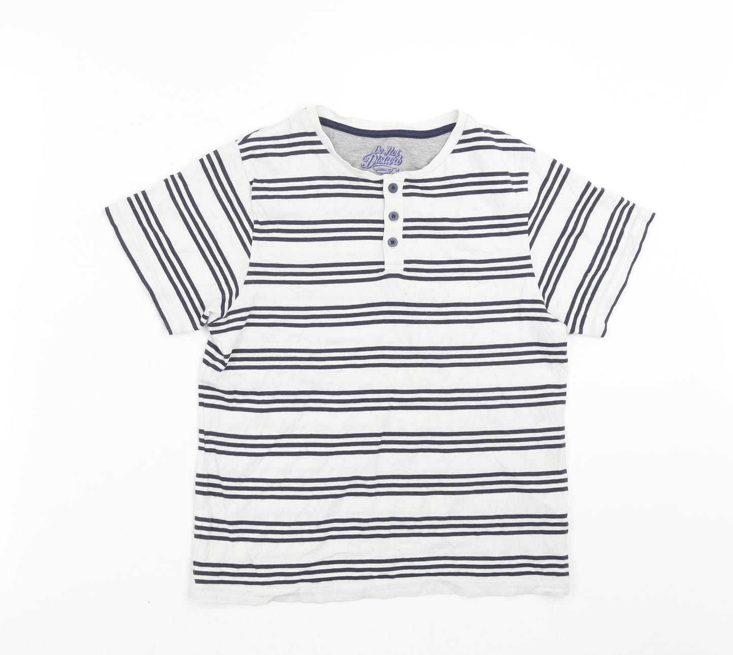 Marks and Spencer Boys White Striped   Pyjama Top Size 9-10 Years