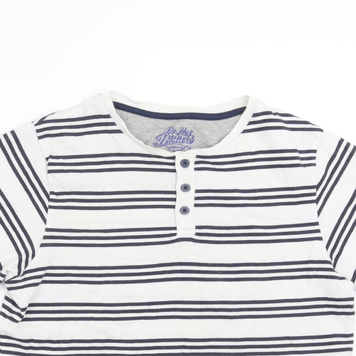 Marks and Spencer Boys White Striped   Pyjama Top Size 9-10 Years