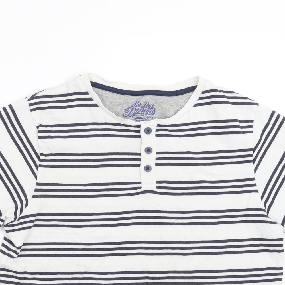 Marks and Spencer Boys White Striped   Pyjama Top Size 9-10 Years