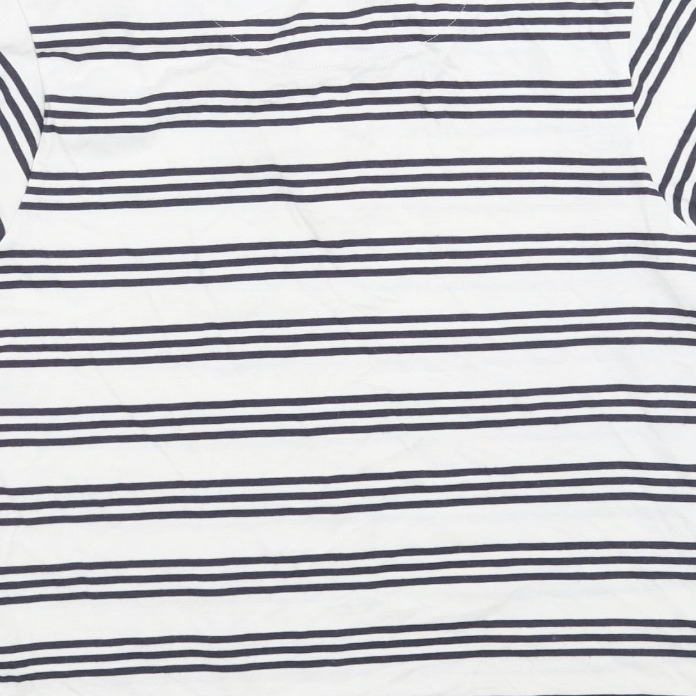 Marks and Spencer Boys White Striped   Pyjama Top Size 9-10 Years