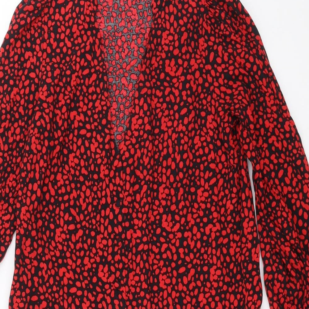 New Look Womens Red Geometric  Shirt Dress  Size 10