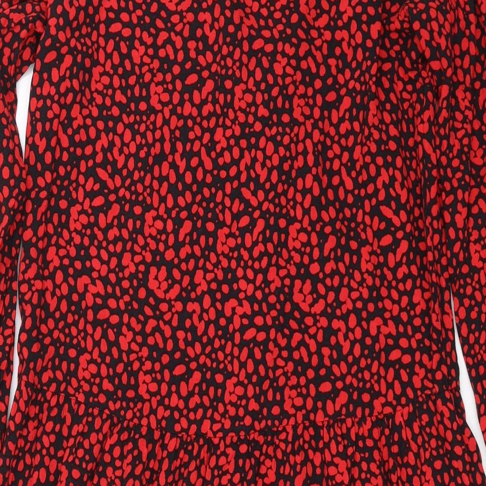 New Look Womens Red Geometric  Shirt Dress  Size 10