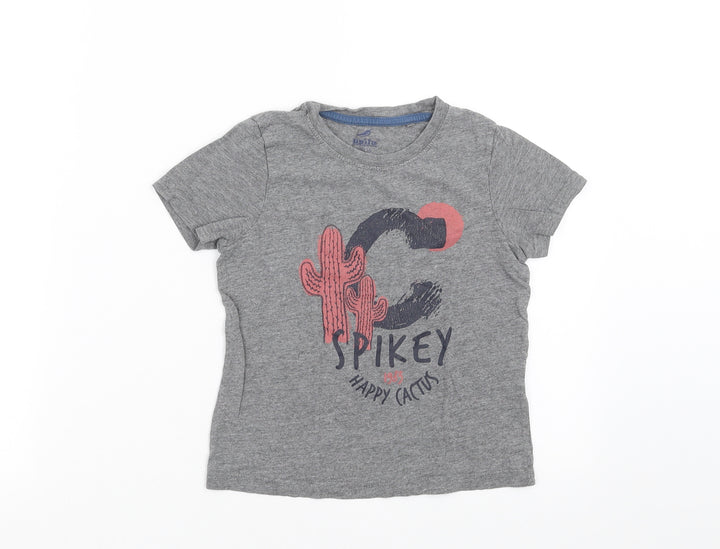 Lupilu Girls Grey   Basic T-Shirt Size 5-6 Years  - cactus