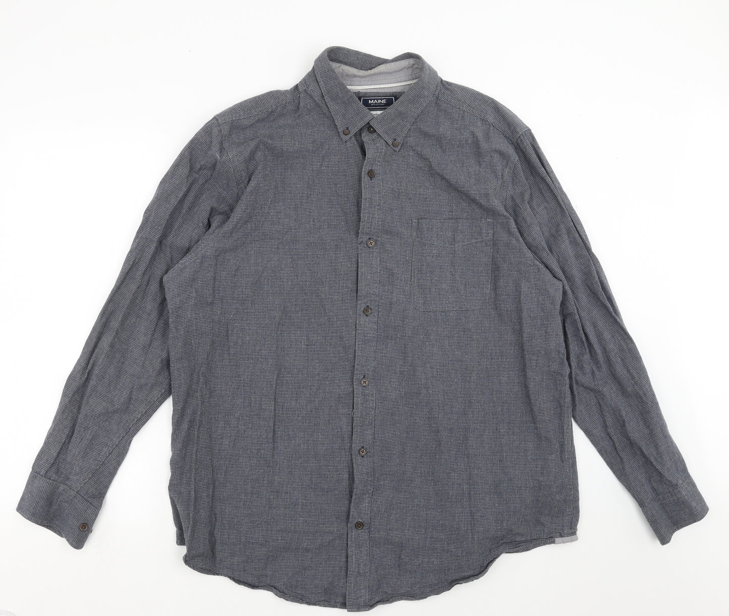 Maine New England Mens Blue Houndstooth   Button-Up Size XL  - Tailored fit