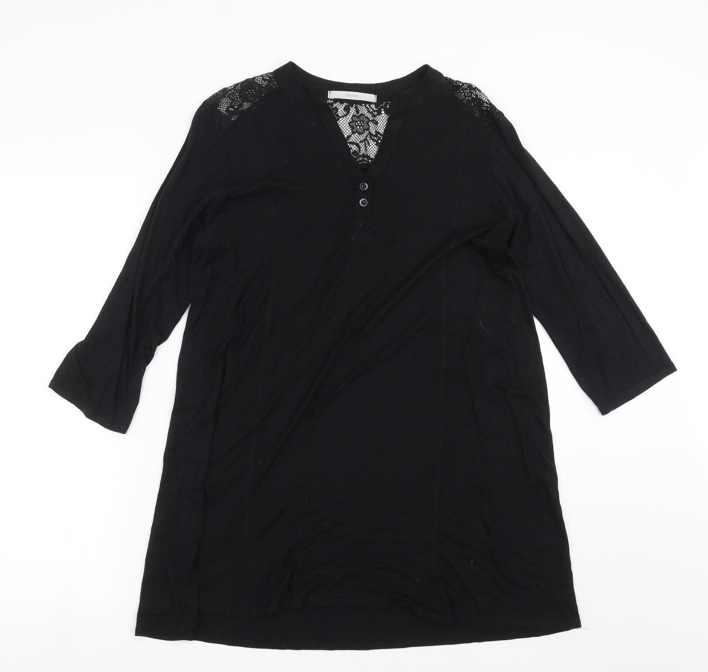George Womens Black   T-Shirt Dress  Size 16  - floral lace detail