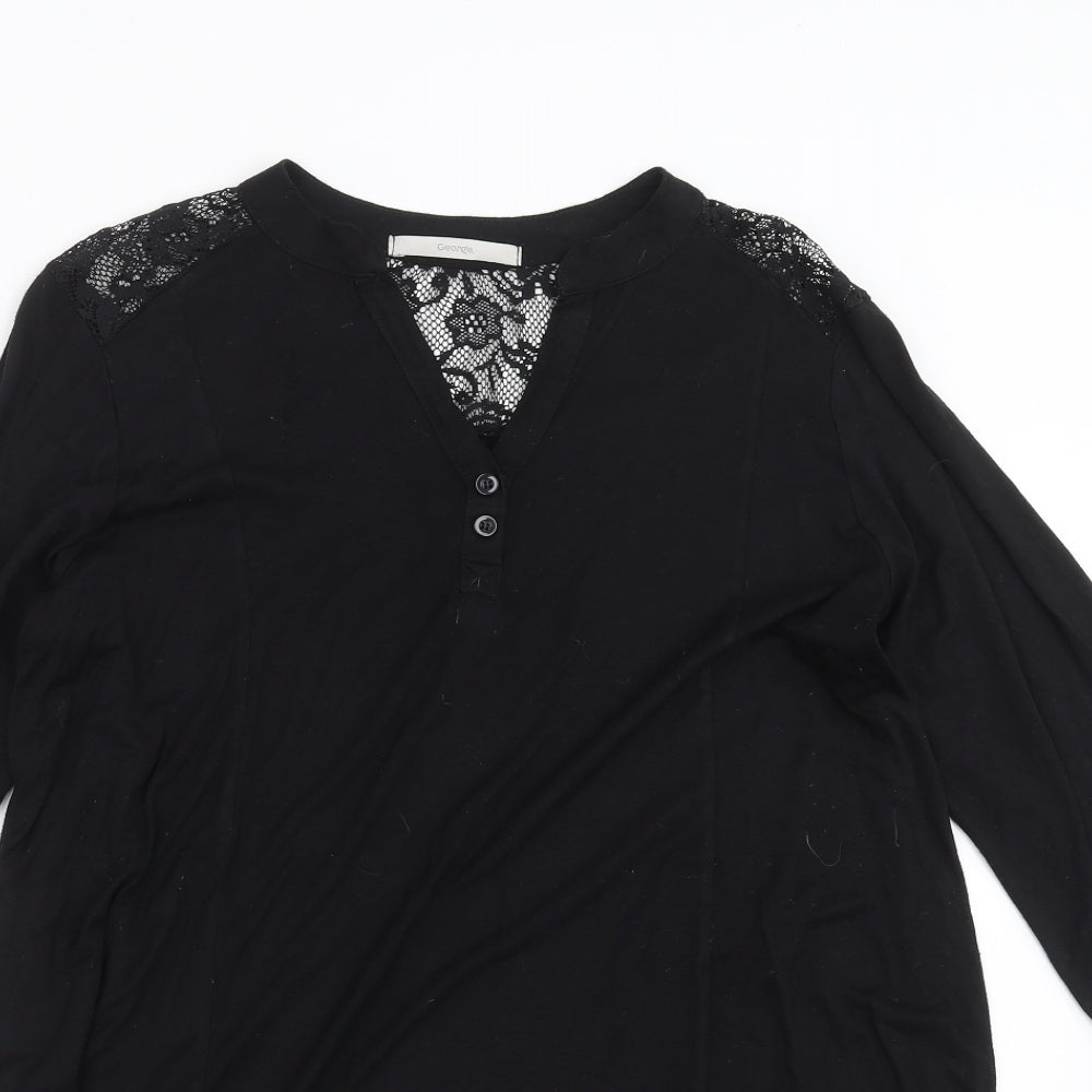 George Womens Black   T-Shirt Dress  Size 16  - floral lace detail