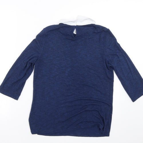 TU Womens Blue  Knit Pullover Jumper Size 8  - floral beading detail